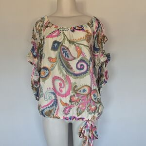 Vince Camuto Fresh Tropics paisley print ruffle sleeve top-XL